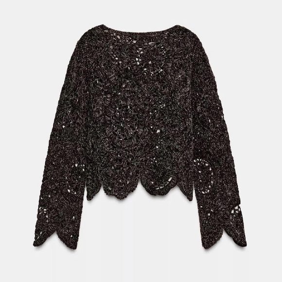 ZARA Crochet Long Sleeve Sweater - Picture 6 of 8